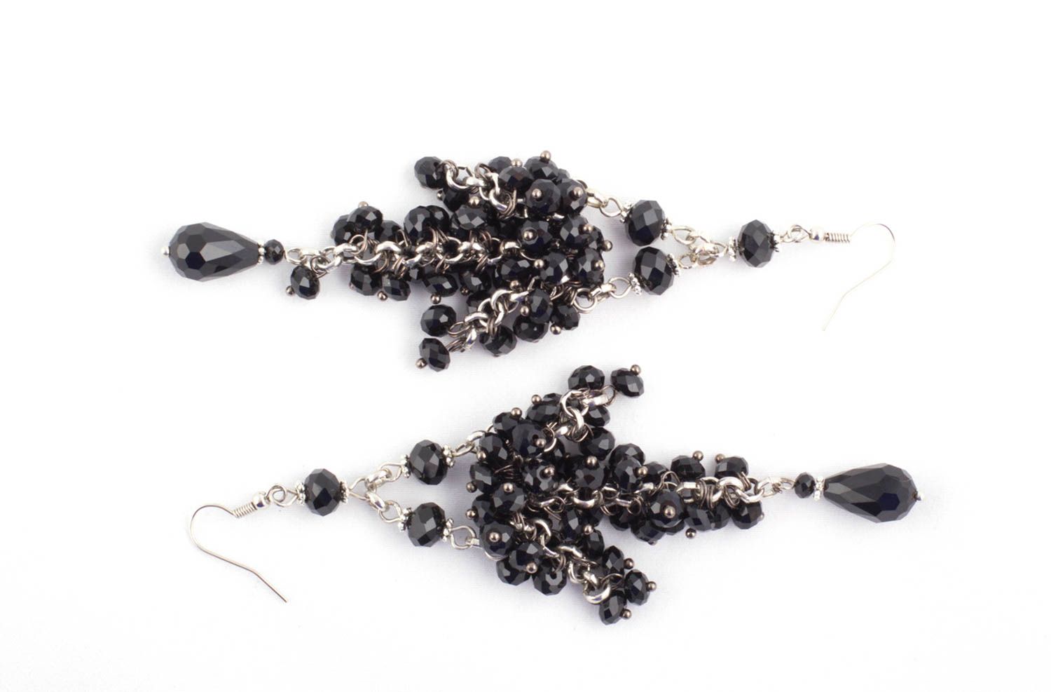 Handmade designer cute earrings female elegant earrings black evening jewelry photo 4