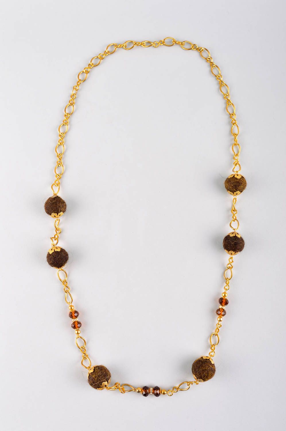 Handmade woolen necklace unusual beautiful accessory cute jewelry present photo 2