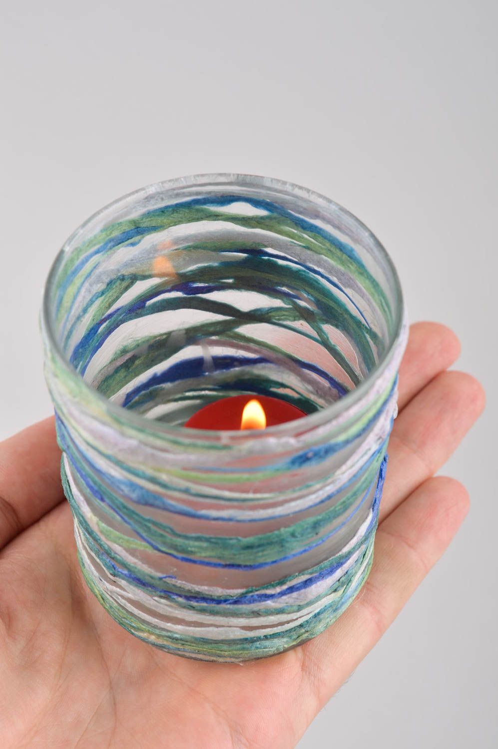 Handmade Dekoration Wohnung Teelichthalter aus Glas Kerzenständer aus Glas foto 5