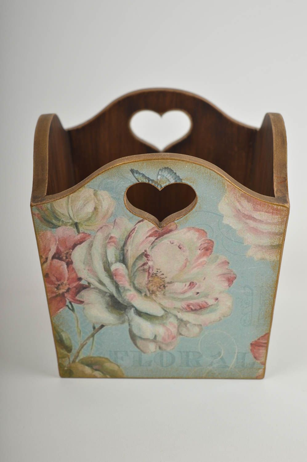 Handmade stylish napkin holder made of wood decoupage box kitchen decor ideas photo 3