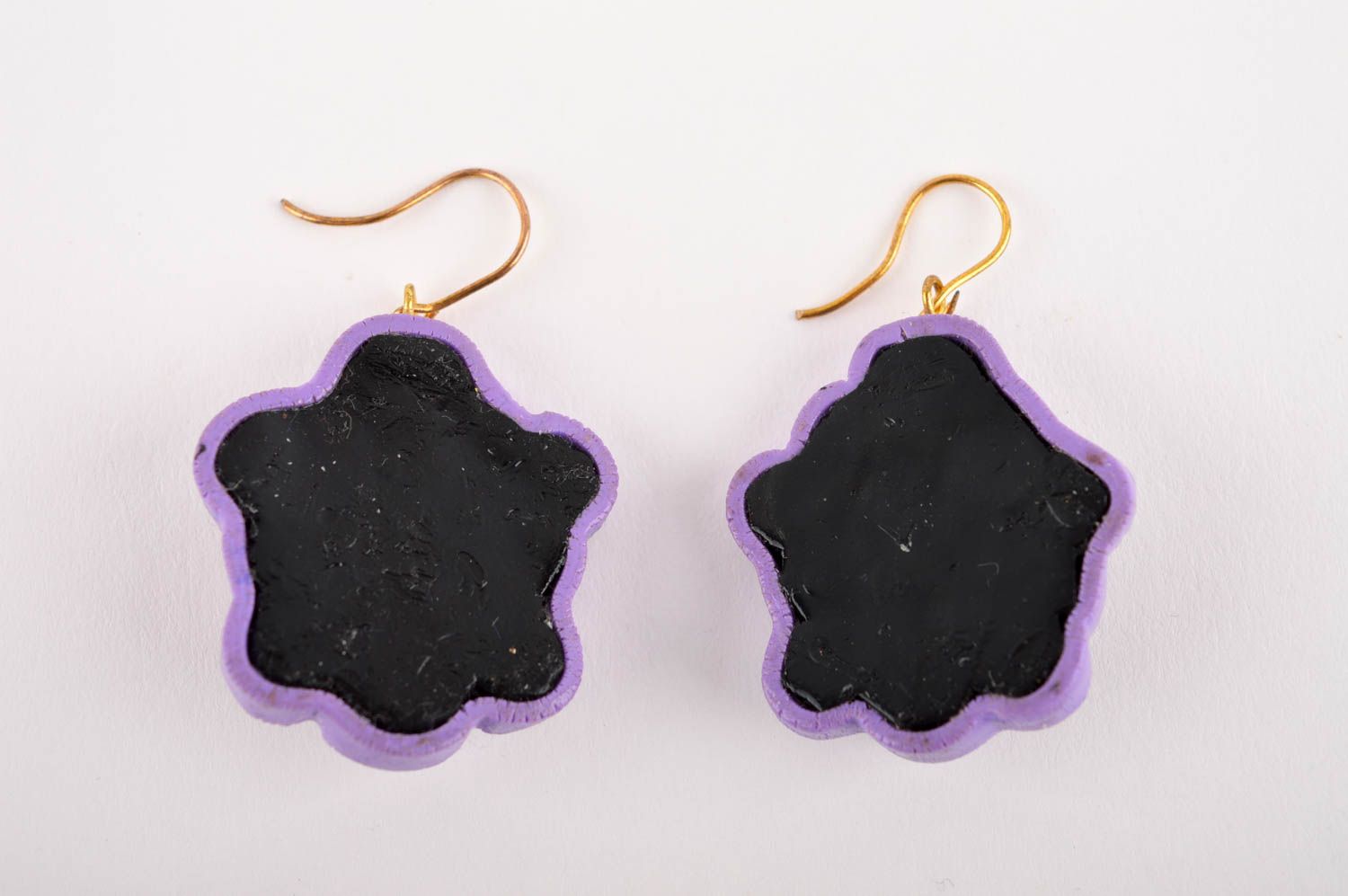 Handmade violette Blumen Ohrringe Polymer Schmuck Accessoire für Frauen foto 5