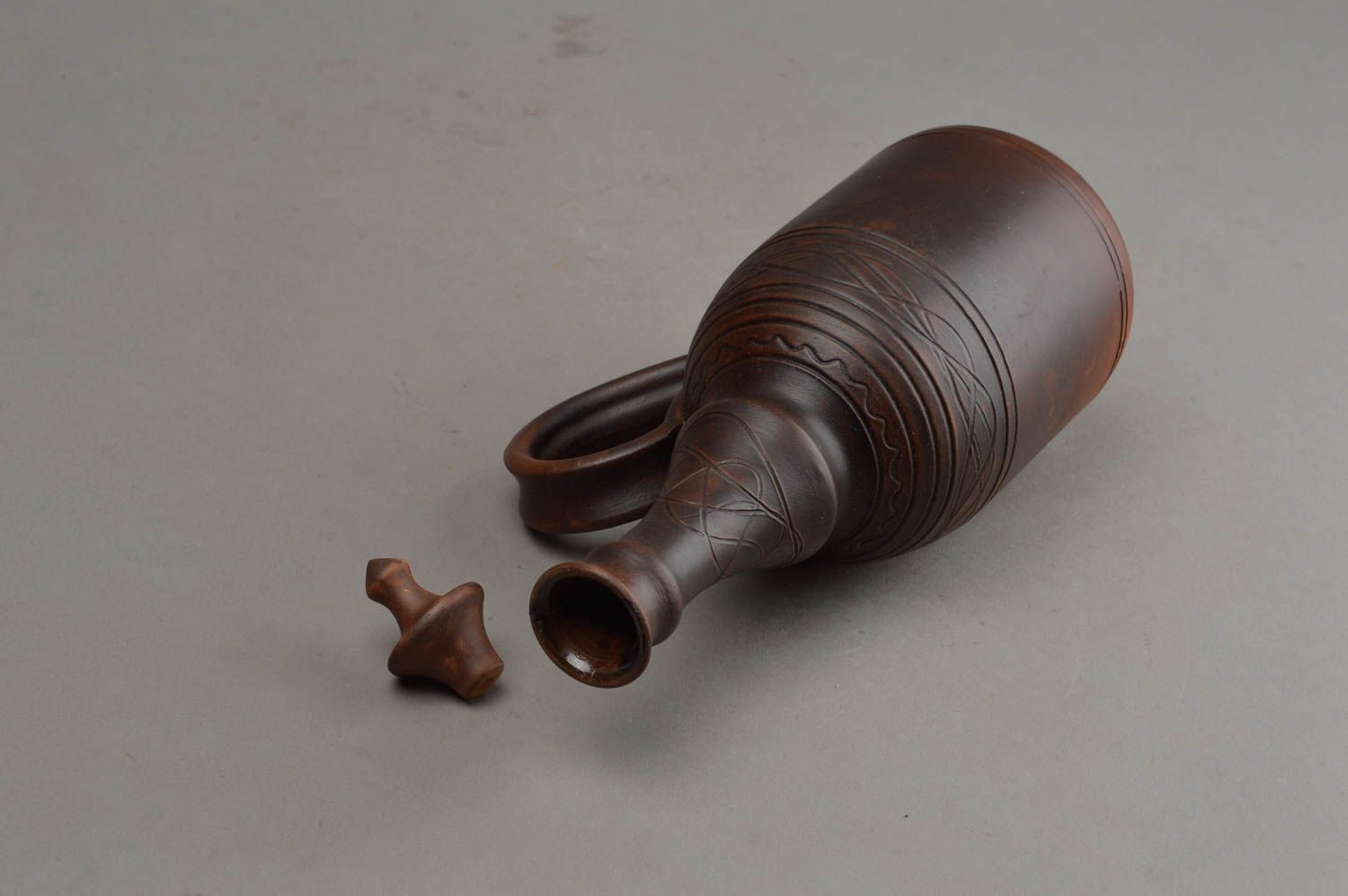 Garrafa de cerámica marrón hecha a mano cerámica de cocina regalo original foto 9