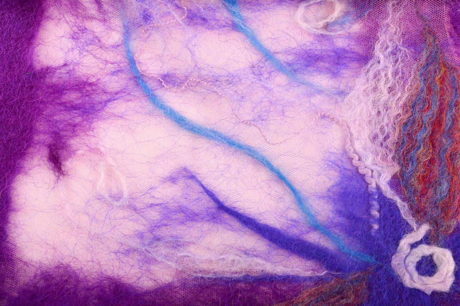 Écharpe laine feutrage fait main Foulard chaud violet Accessoire femme original photo 5