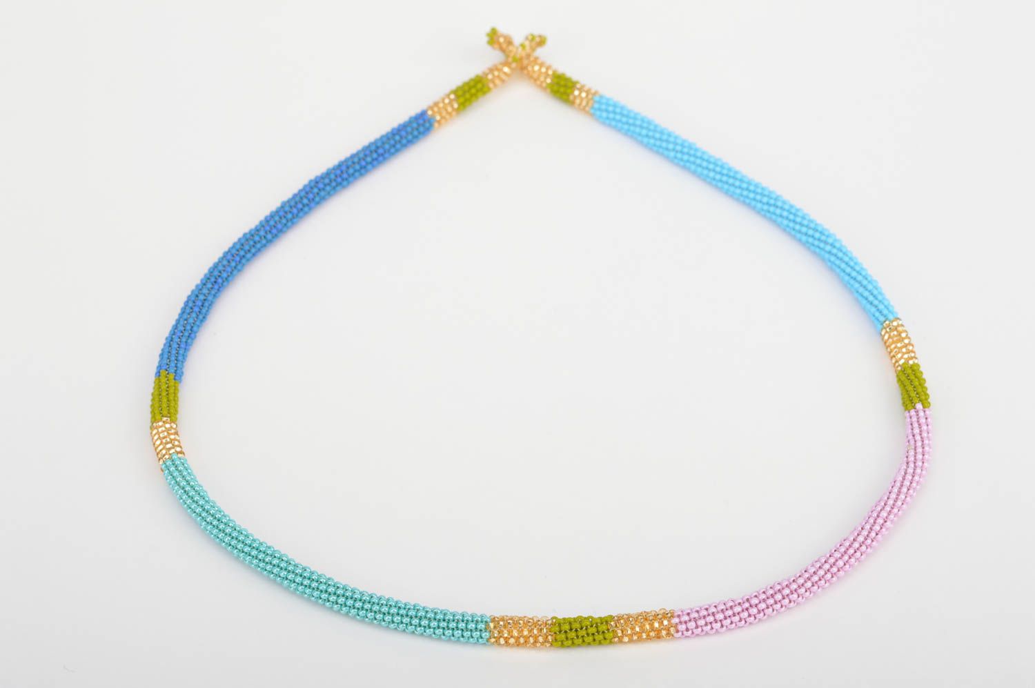 Bright stylish homemade designer beaded cord necklace for fashionistas photo 2