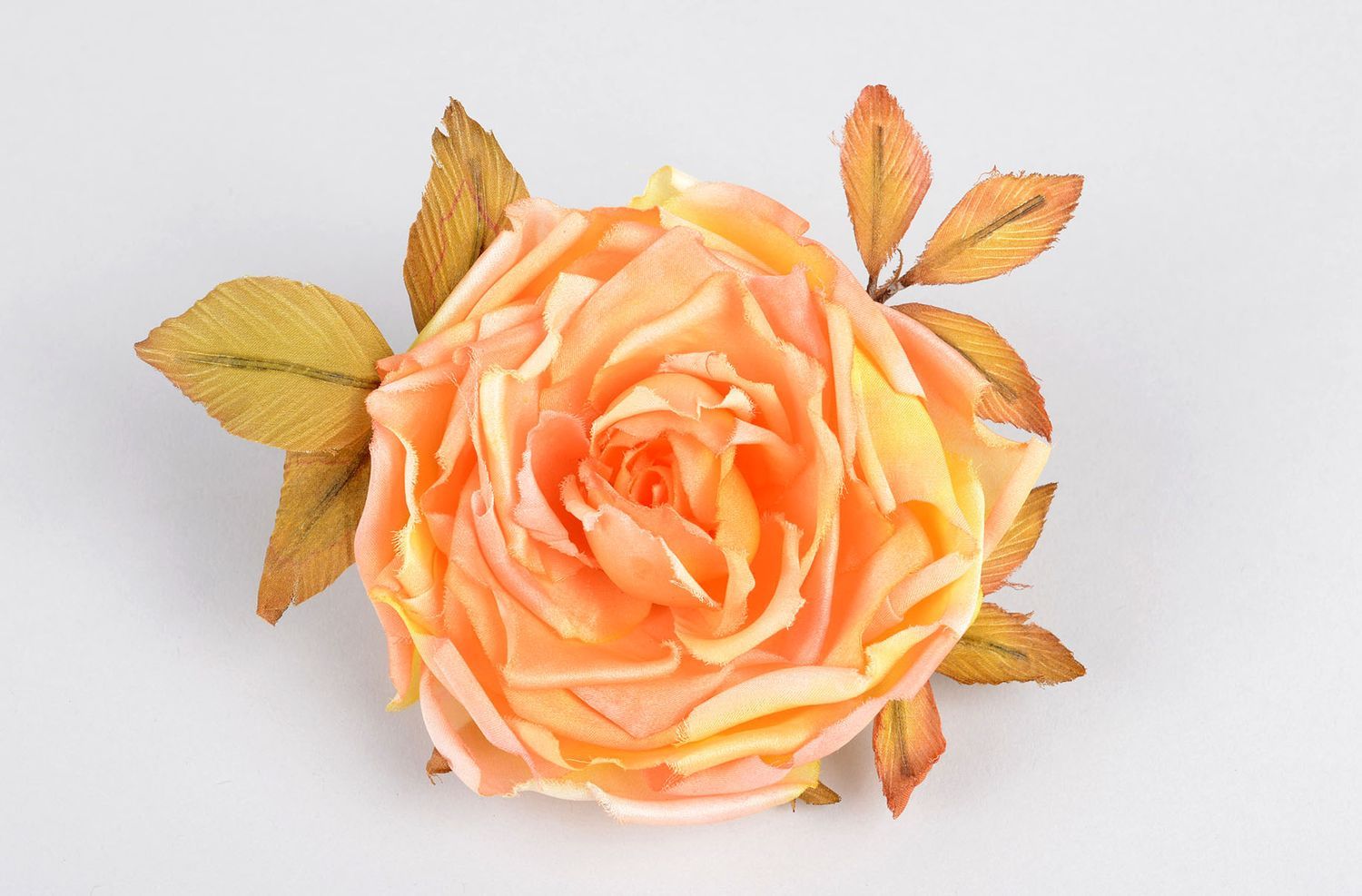 Grosse Broche fleur rose thé faite main en soie naturelle Cadeau pour femme photo 2