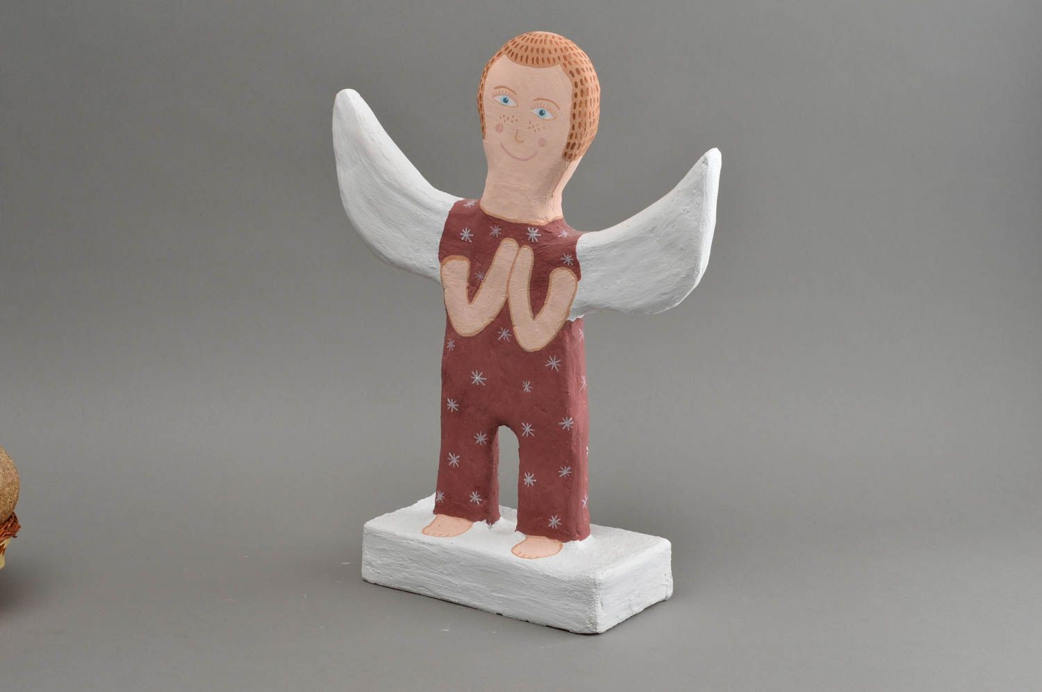 Figurine ange en plâtre peinte faite main amusante décorative pour enfant photo 3