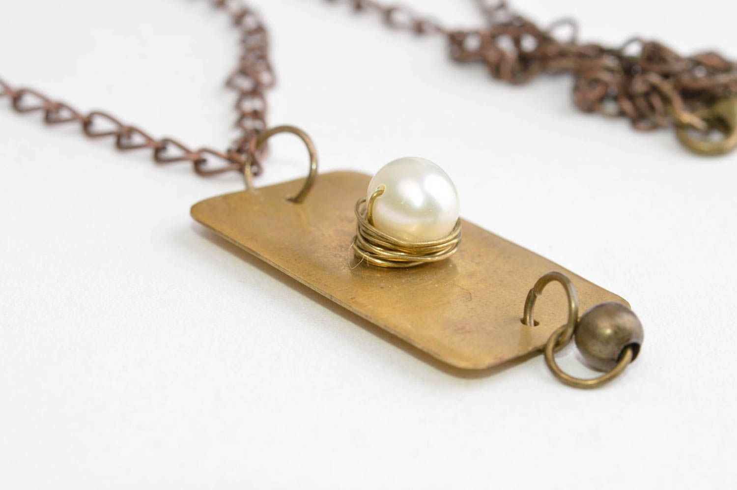Handmade accessories copper pendant fashion pendant with pearl women jewelry  photo 3