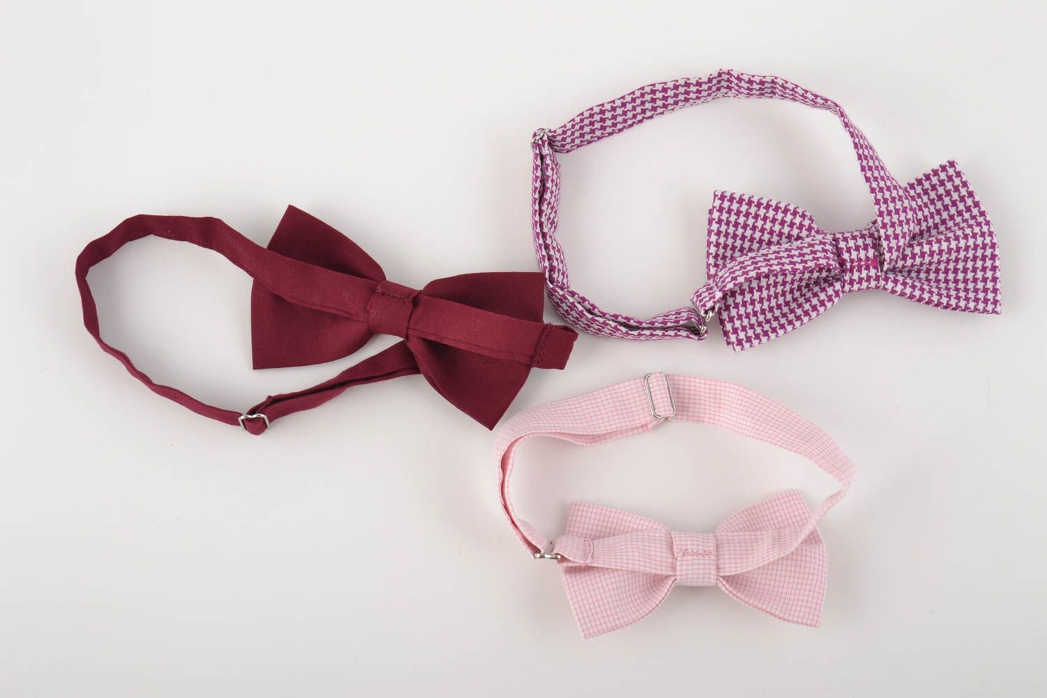 Set of 3 homemade designer textile bow ties for men and women photo 2