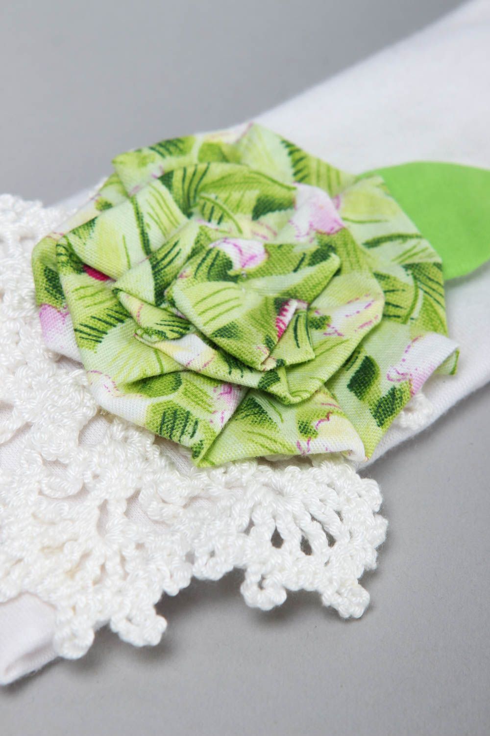 Handmade breites Haarband handgemachter Schmuck Haarband mit Blumen schön  foto 2
