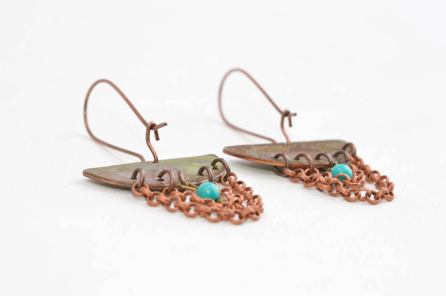 Pendientes de cobre hechos a mano accesorio para mujeres regalo original foto 3