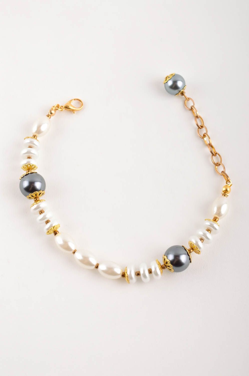 Handmade bracelet on chain evening accessory stylish jewelry present for women photo 5