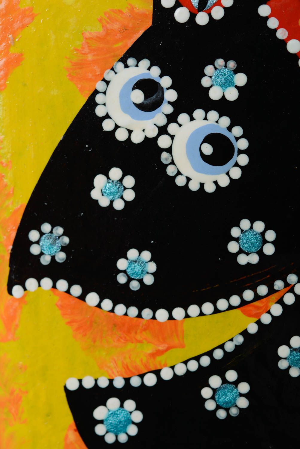 Petit tableau décoratif en bois peint à l'acrylique éclatant fait main poisson photo 2