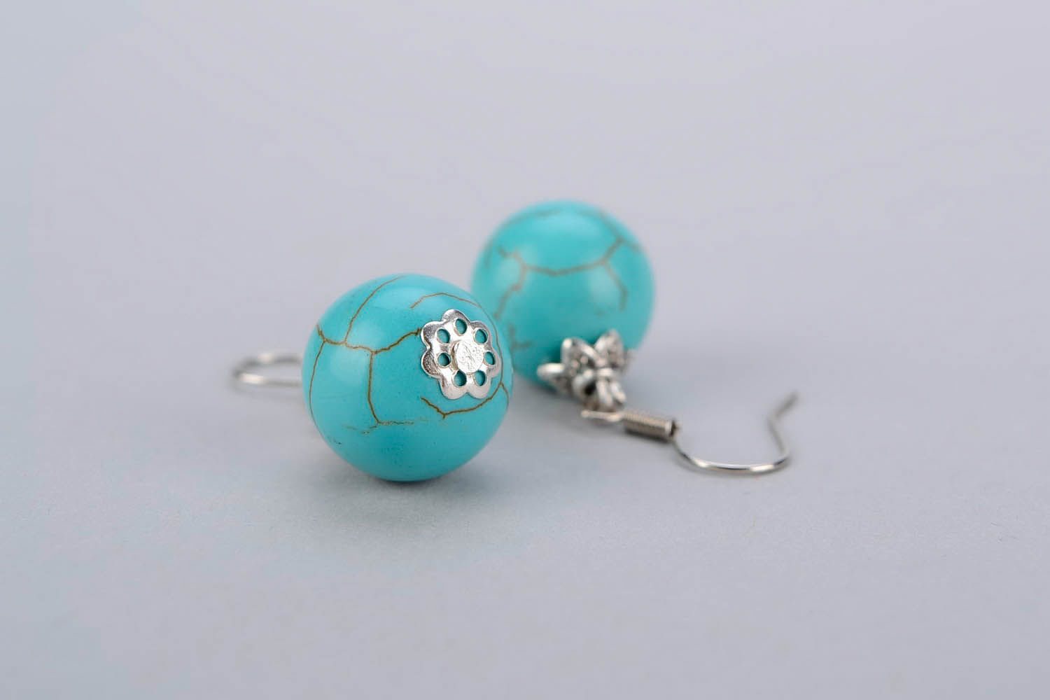 Earrings made of turquoise with Czech crystal photo 3