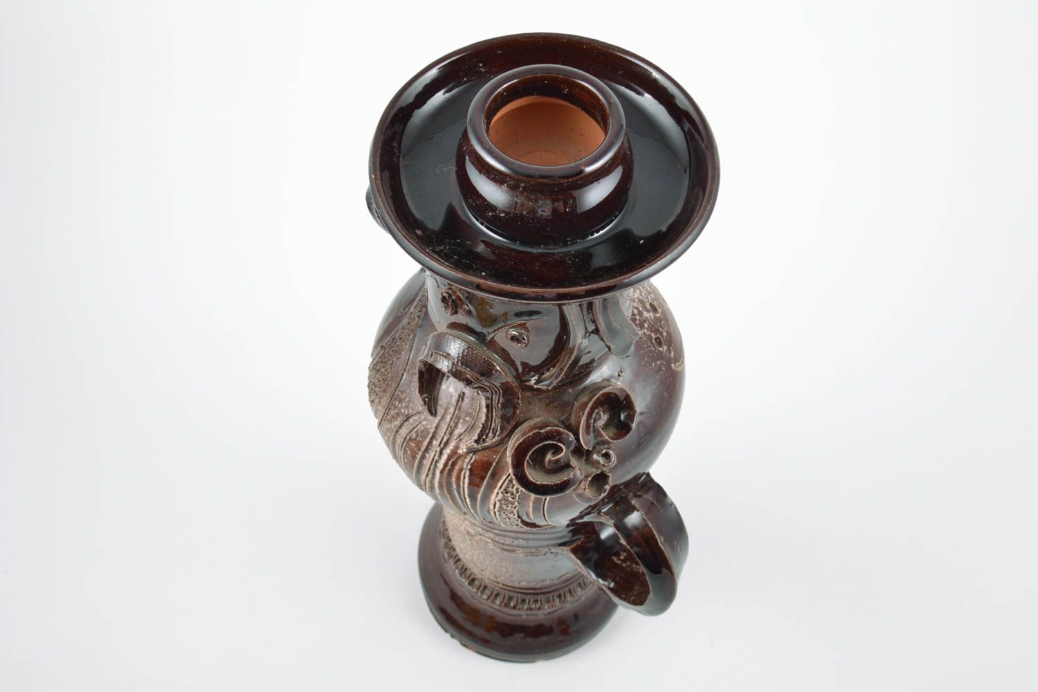 Handmade Deko Kerzenhalter aus Ton mit Bemalung künstlerisch originell braun foto 5