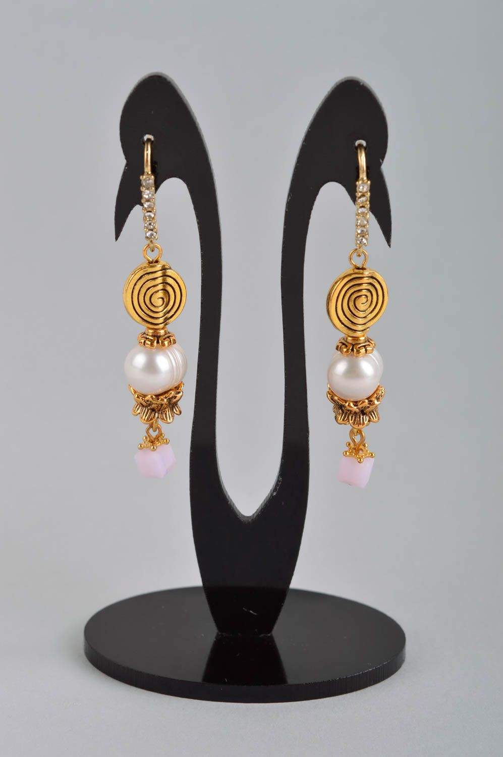 Pearl jewelry dangling earrings handmade jewellery fashion accessories photo 2