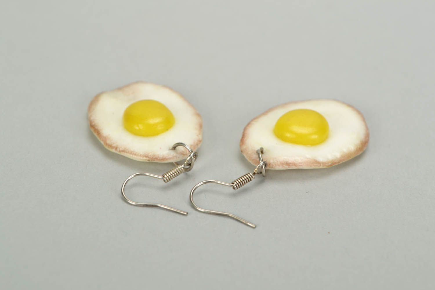 Polymer clay earrings Fried Eggs photo 4