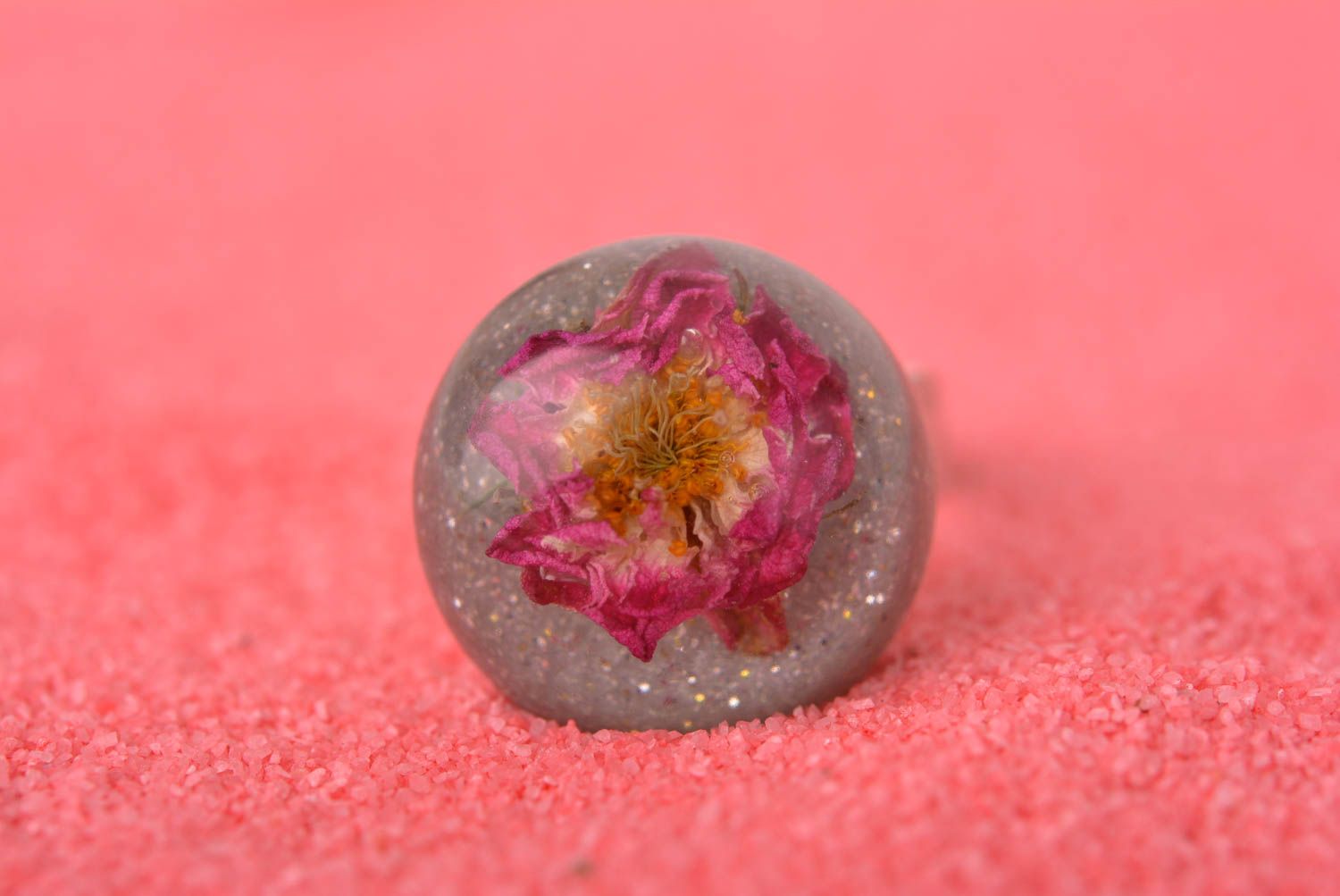 Handmade Blumen Ring mit Rose Damen Modeschmuck Accessoire für Frauen zart foto 2