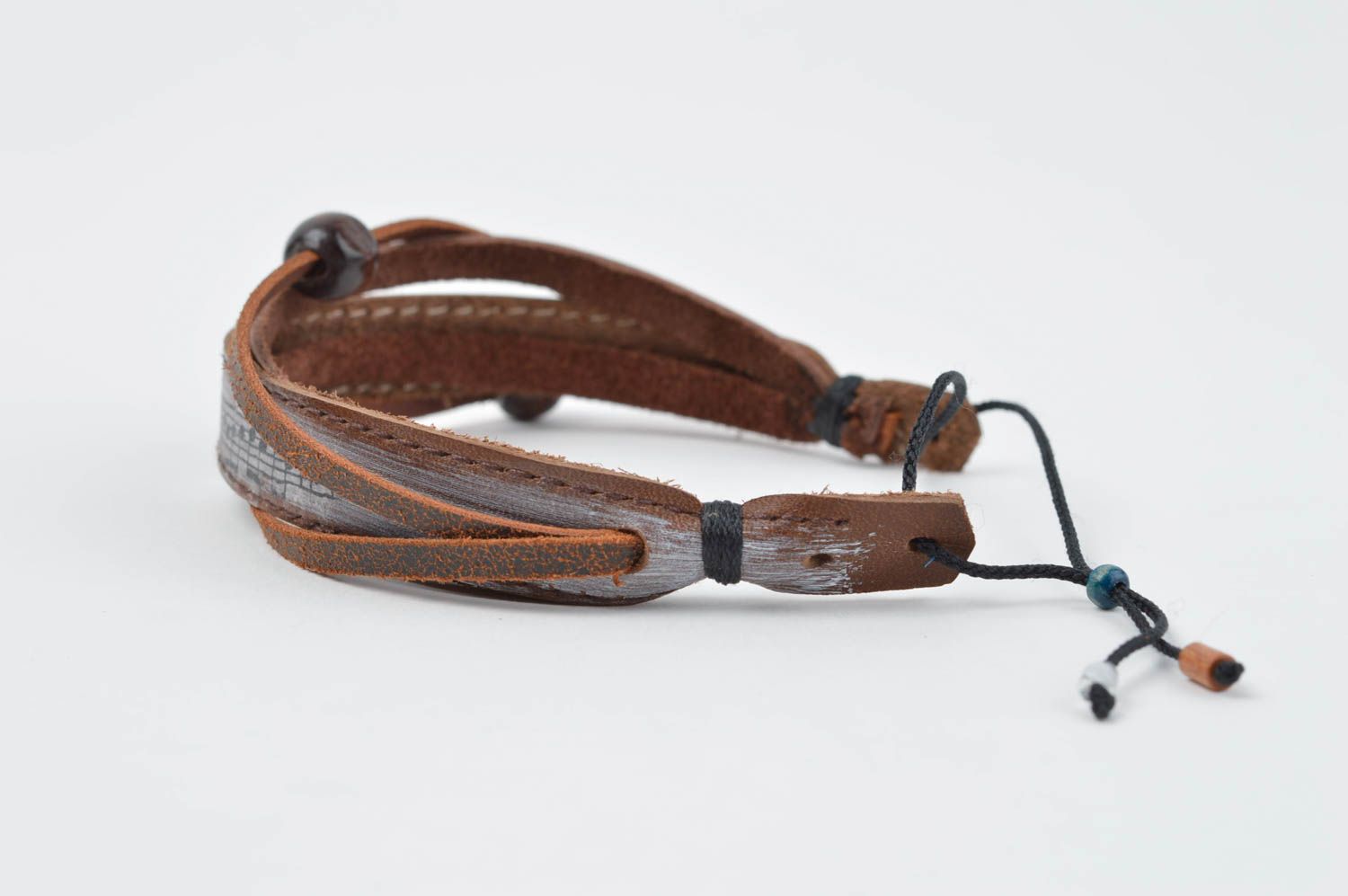 Handmade designer jewelry unusual leather bracelet wrist cute bracelet photo 3