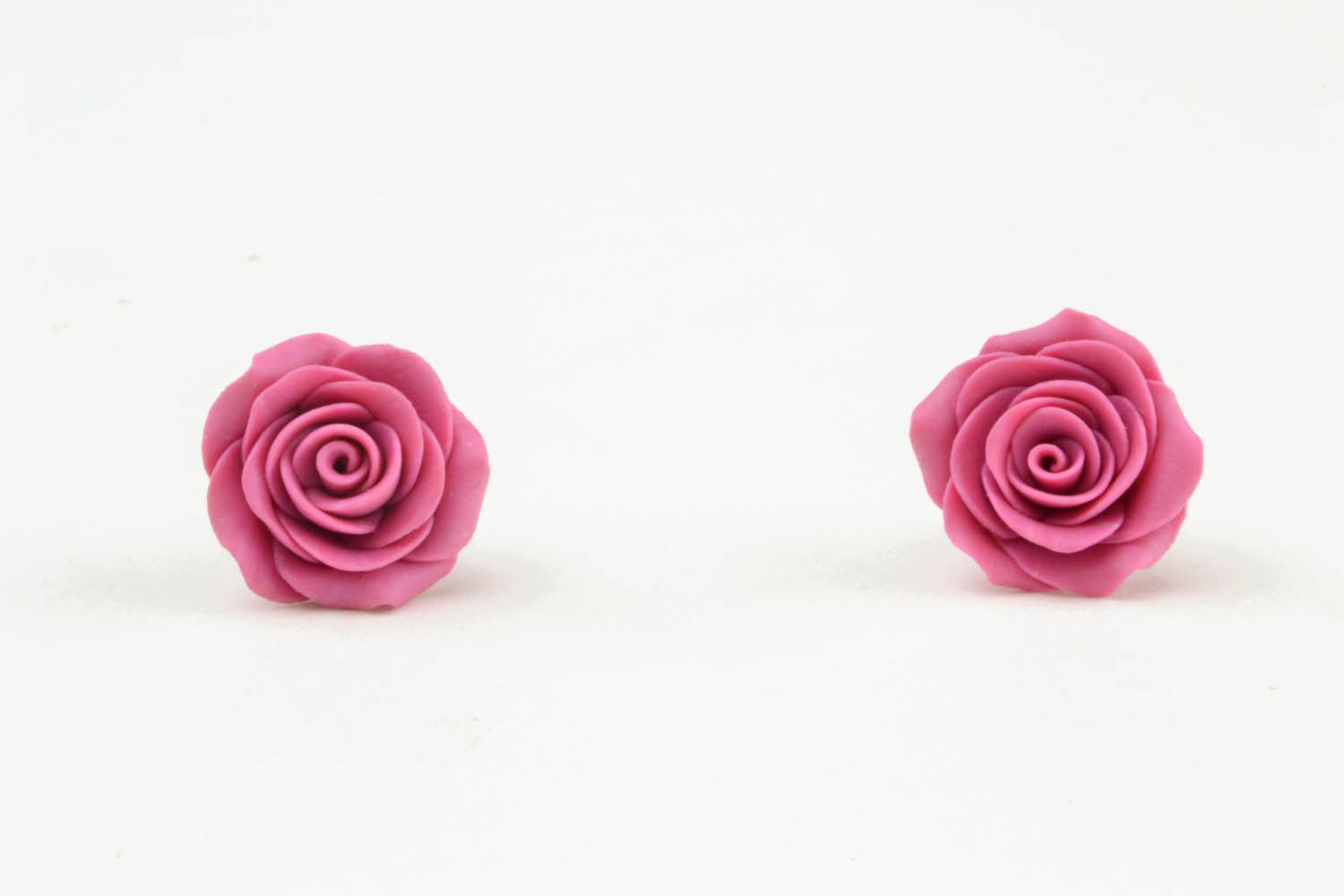 Homemade clay earrings Roses photo 3