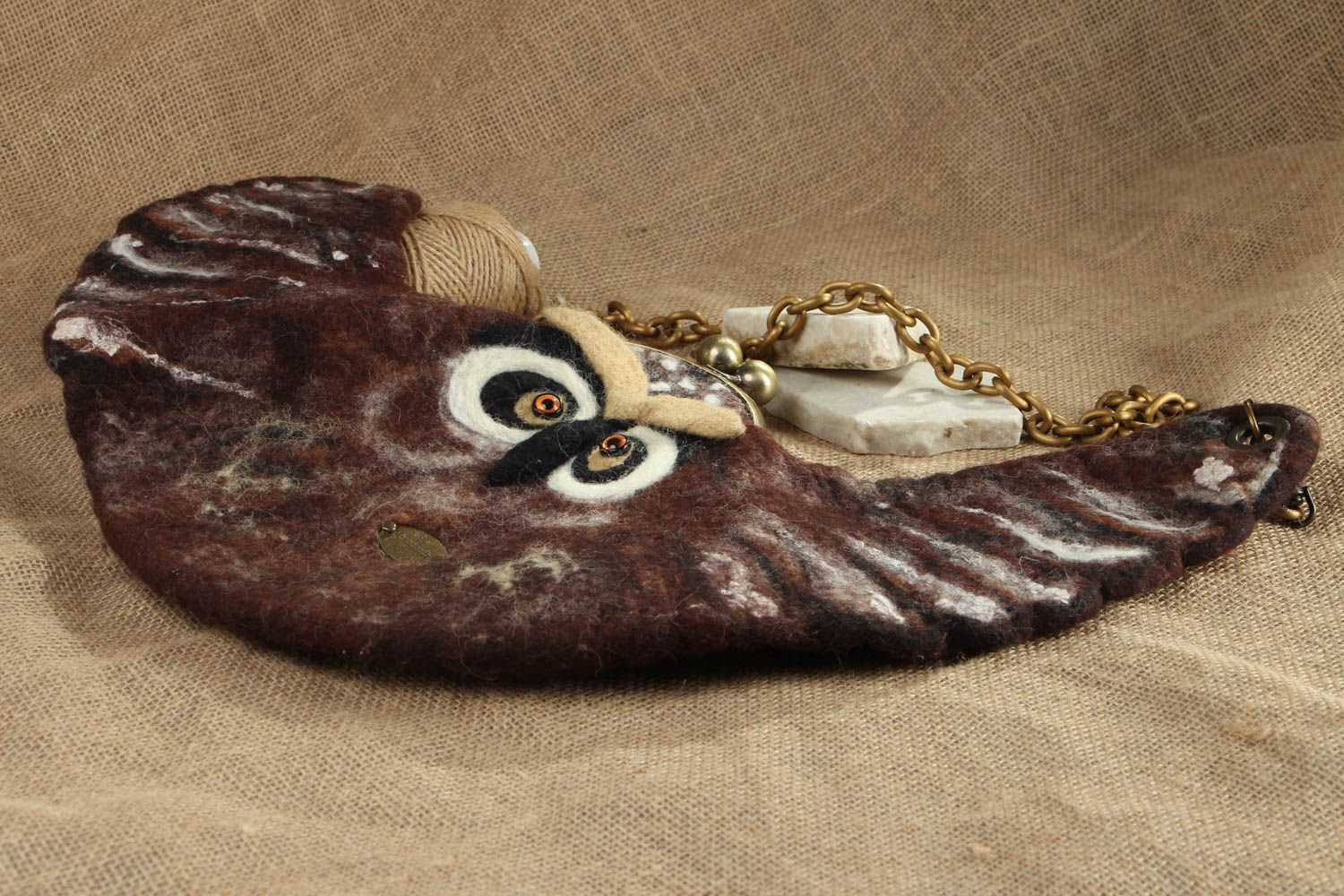 Felted wool shoulder bag Owl photo 5