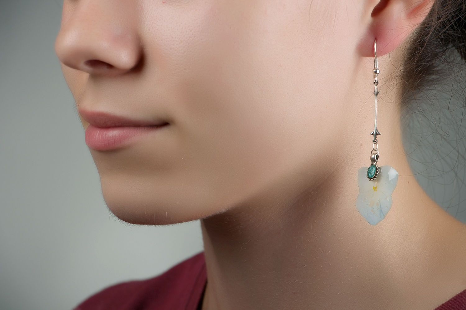 Long earrings with flowers of hydrangea photo 5