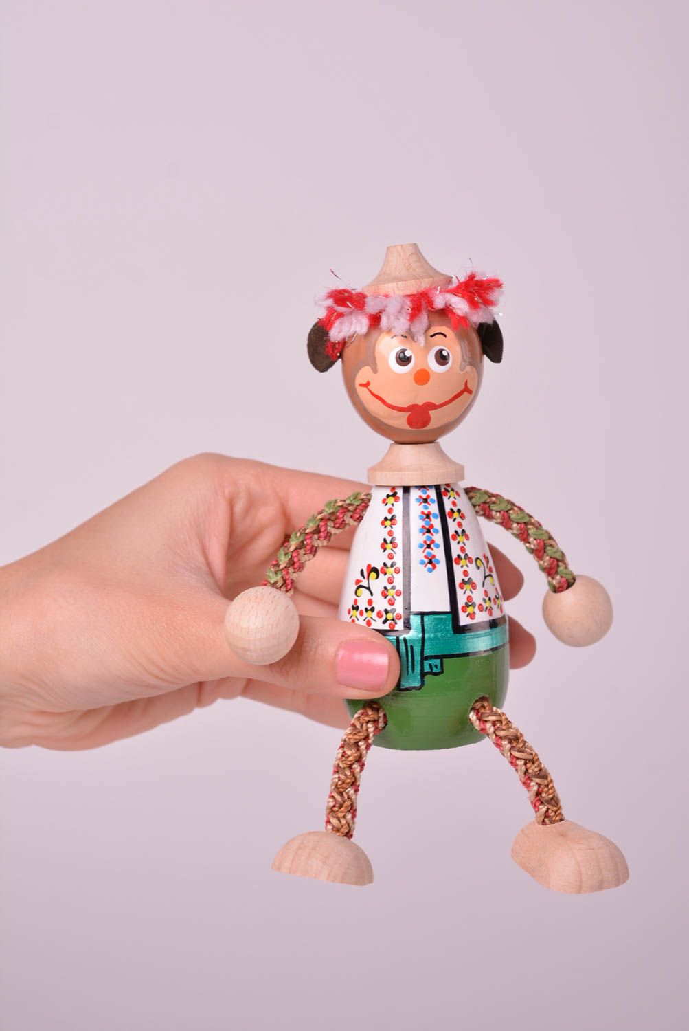 Игрушка ручной работы игрушка из дерева на пружинке подарок для ребенка фото 2