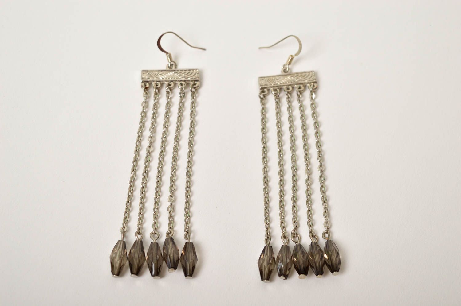 Handmade long earrings with charms glass earrings chain earrings present for her photo 3