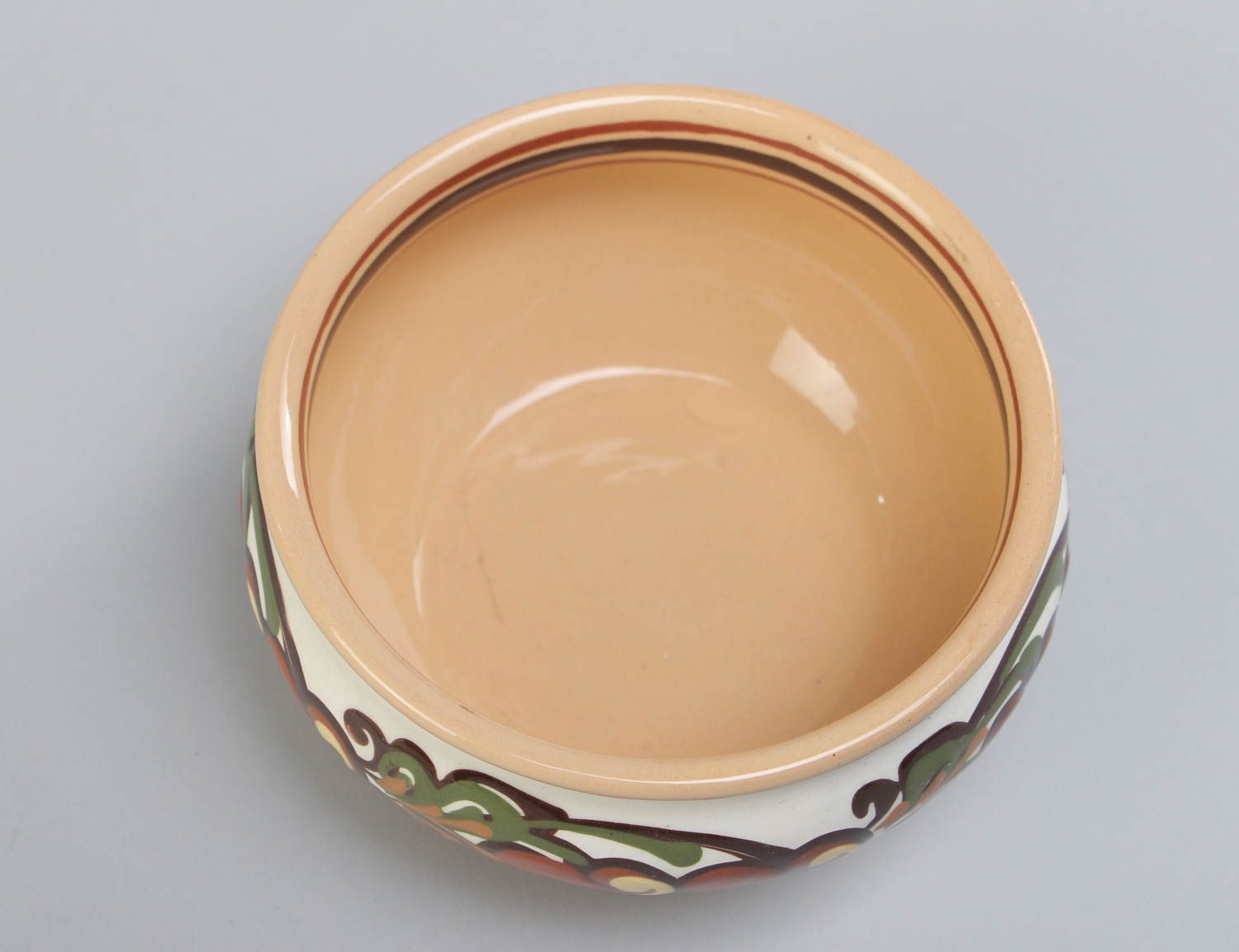 Small handmade designer ceramic bowl painted with color glaze 300 ml photo 3