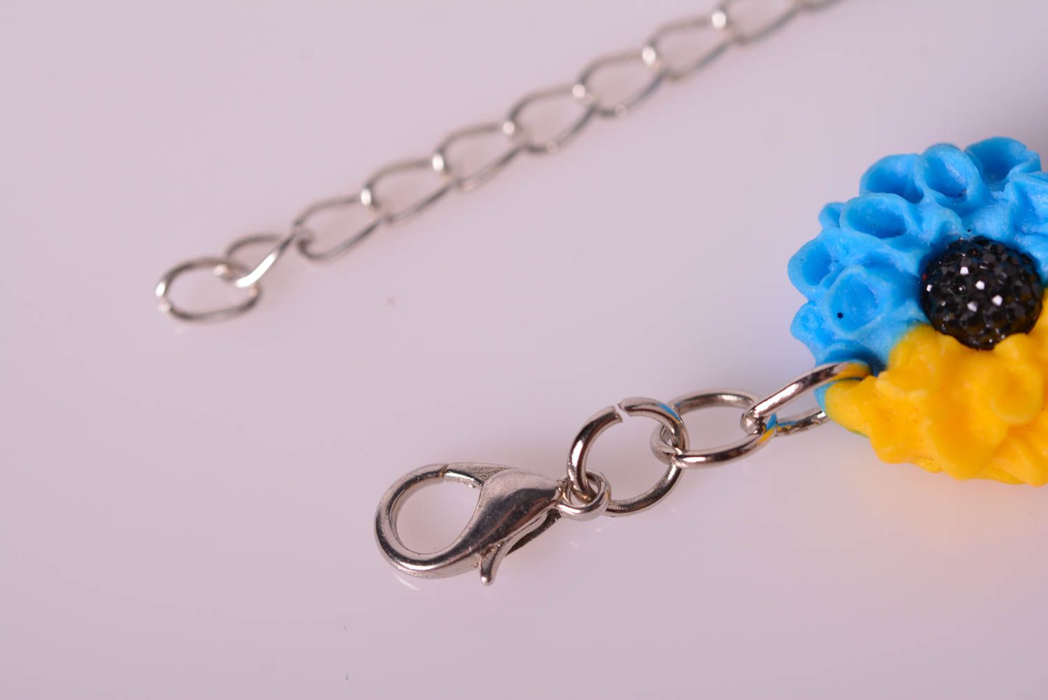Chain clay yellow and blue flowers bracelet for teen girls photo 6