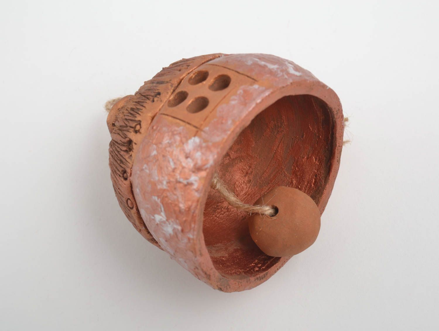 Unusual handmade ceramic figurine clay bell pottery art interior decorating photo 4