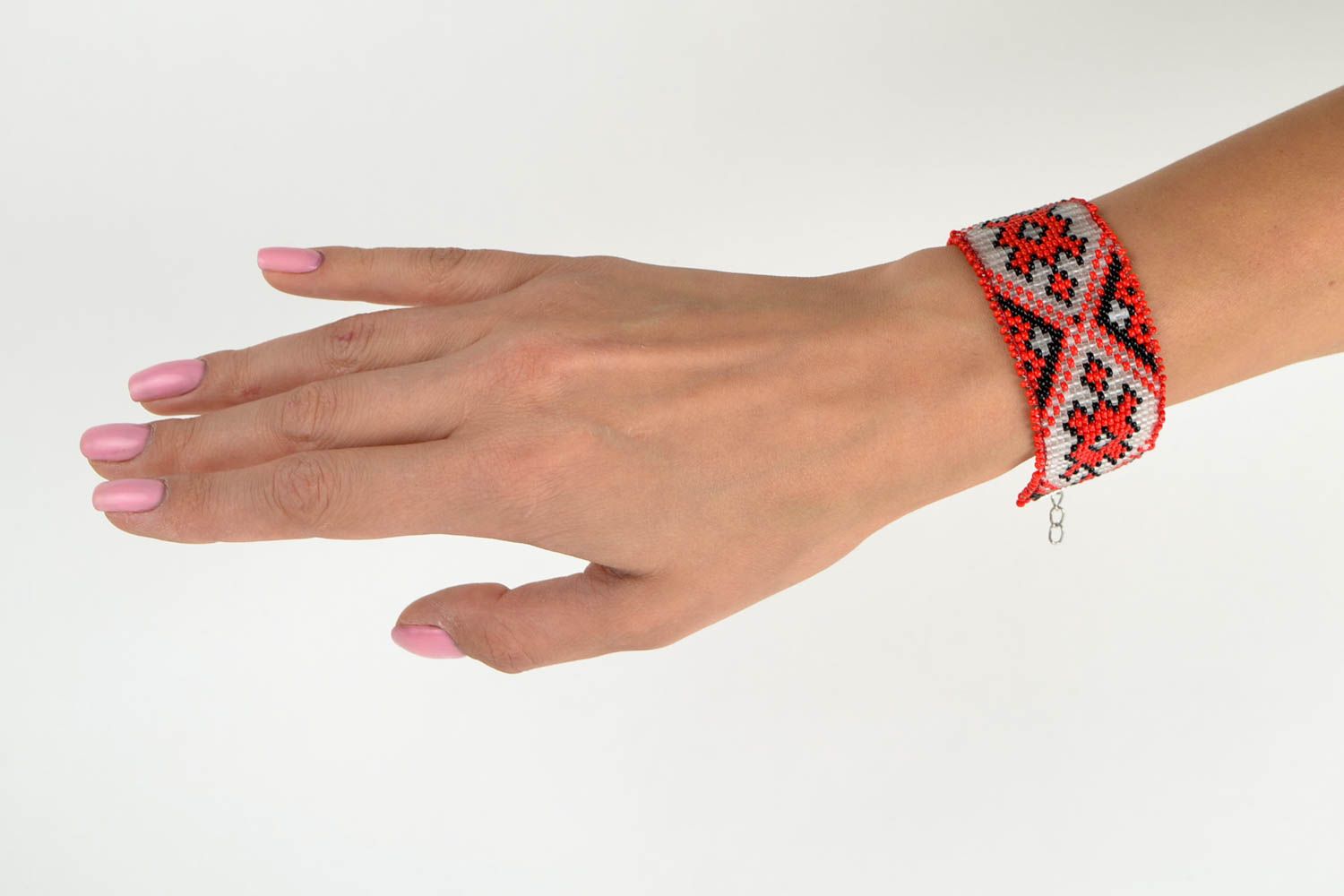 Bracelet ethnique Bijou fait main large en perles de rocaille Cadeau femme photo 1