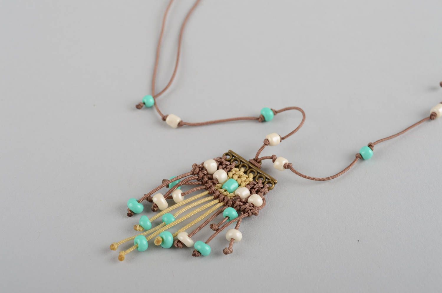 Handmade pendant designer pendant unusual gift threads pendant gift for women photo 3