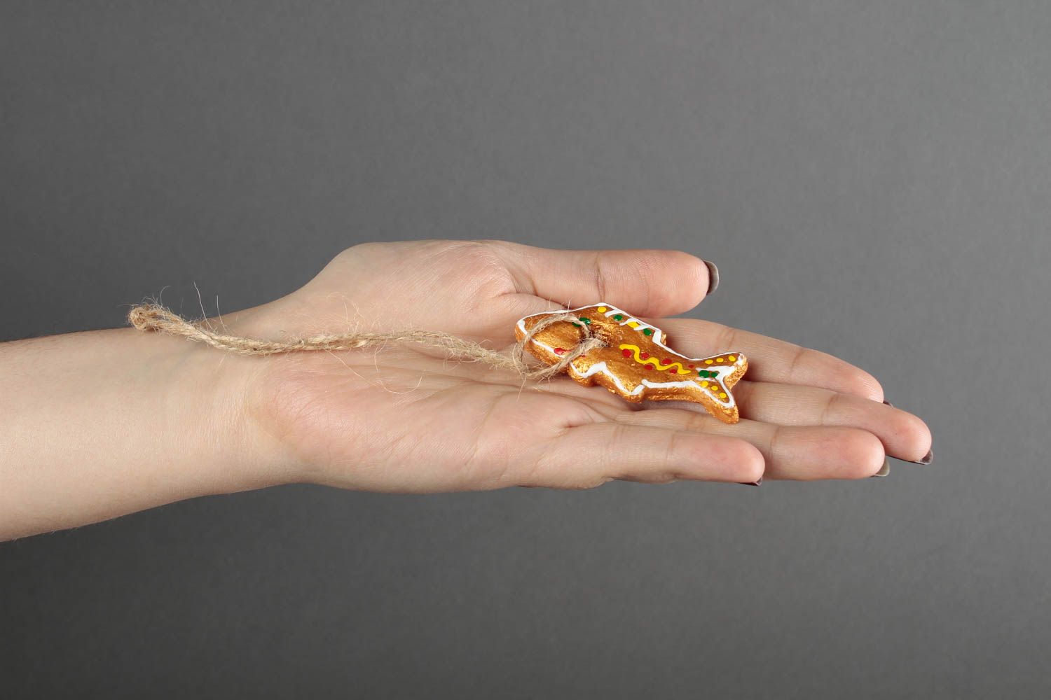Goldfarbener Fisch Deko für Weihnachten handmade Salzteig Figur Wohn Accessoire foto 2