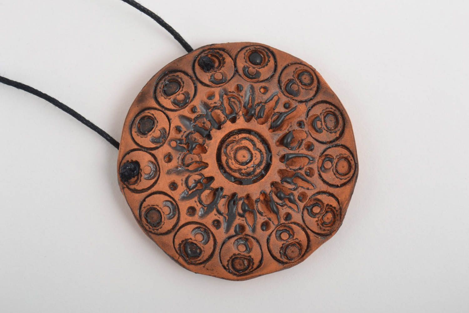 Beautiful handmade ceramic neck pendant unusual clay pendant fashion tips photo 2