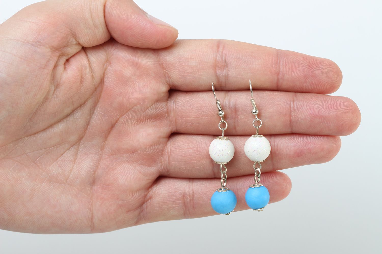 Plastic earrings handmade polymer clay earrings with beads stylish jewelry photo 5