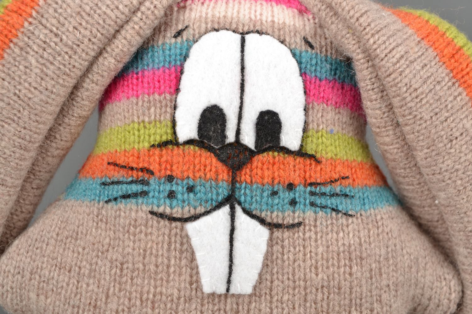Doudou tricoté original rayé Lapin photo 4