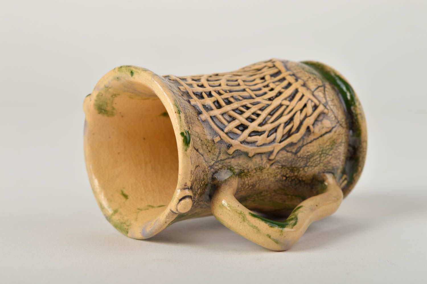Handmade Keramik Tasse in Braun Keramik Becher Geschirr aus Ton schön stilvoll foto 2