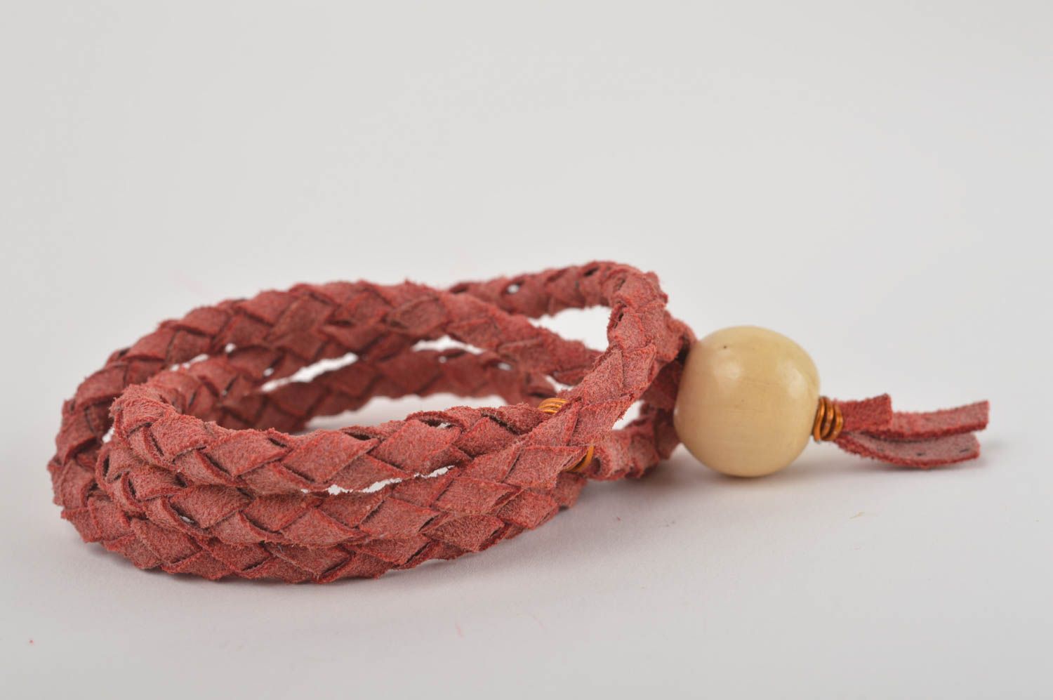 Wildleder Armband handmade Damen Schmuck Geschenk für Frauen in Rot modisch foto 2