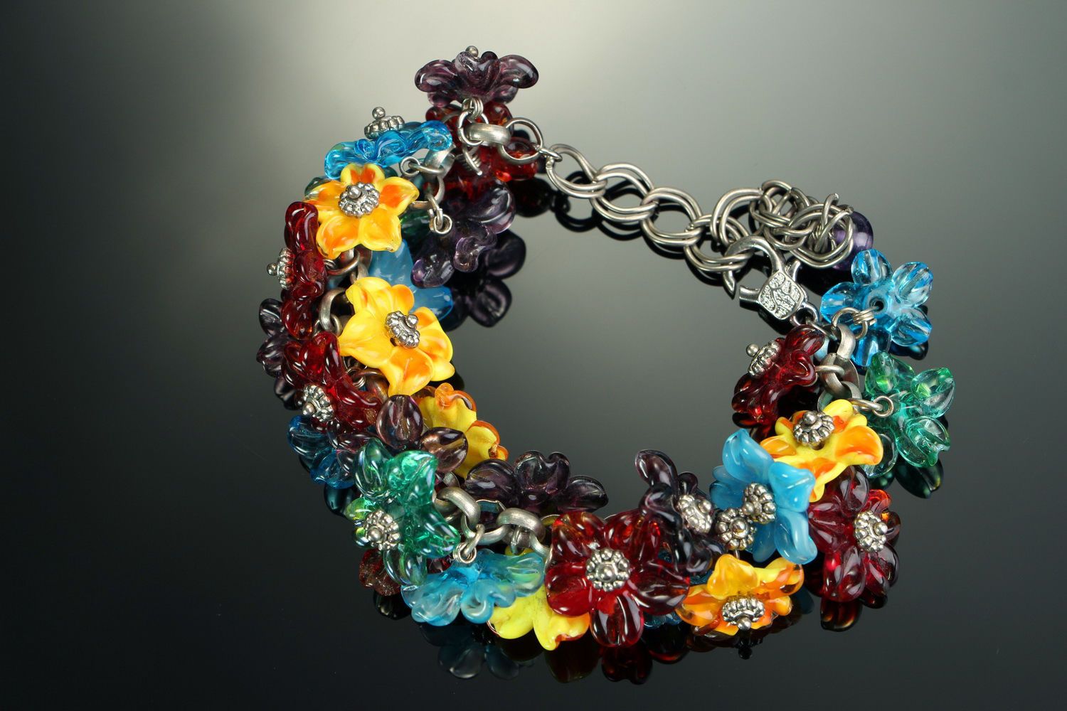 Bracelet en verre fait main Floral photo 3