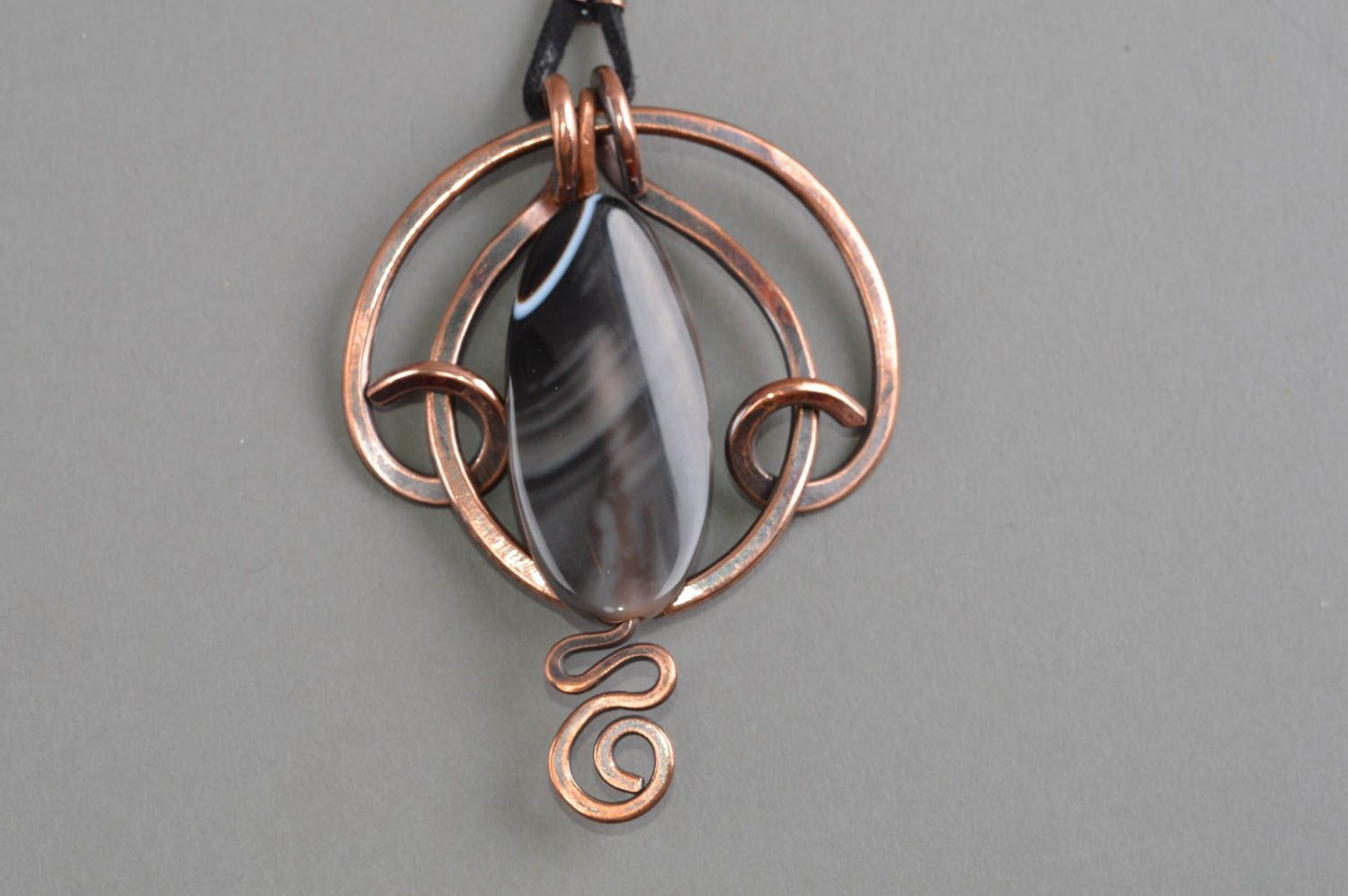 Natural stone pendants handmade copper necklace designer accessories for women photo 2