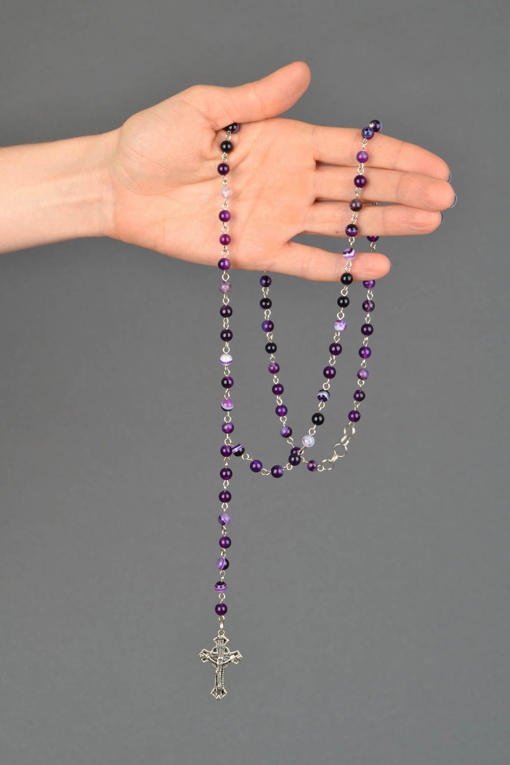 Natural stone rosary necklace photo 1
