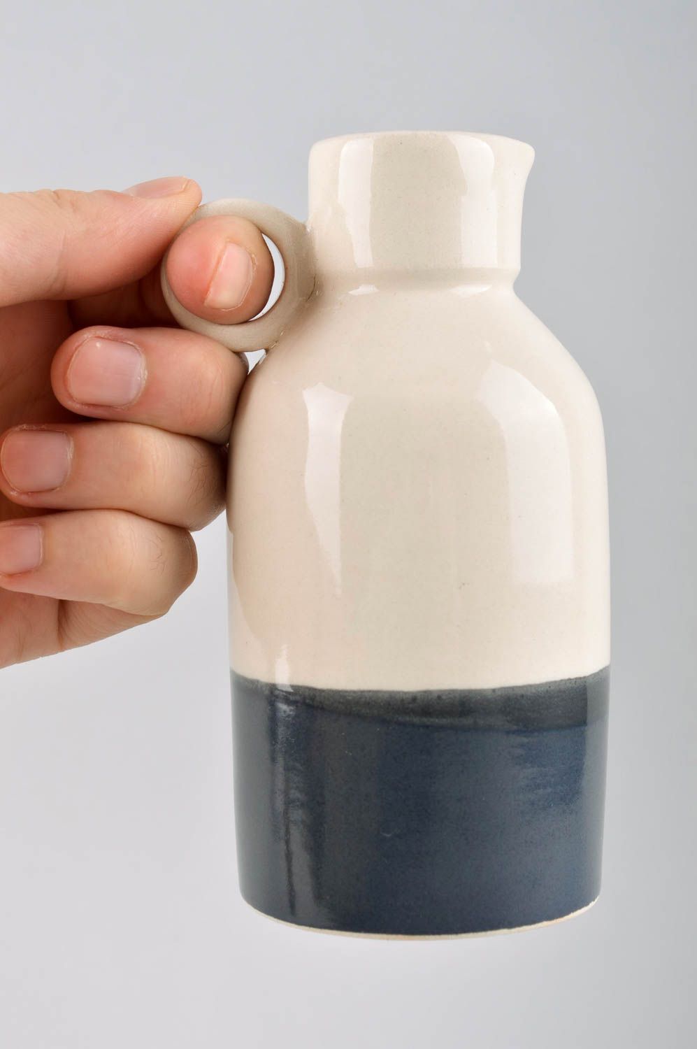 20 oz coffee handmade ceramic pitcher, jug with handle and lid handmade pottery 7, 0,7 lb photo 5