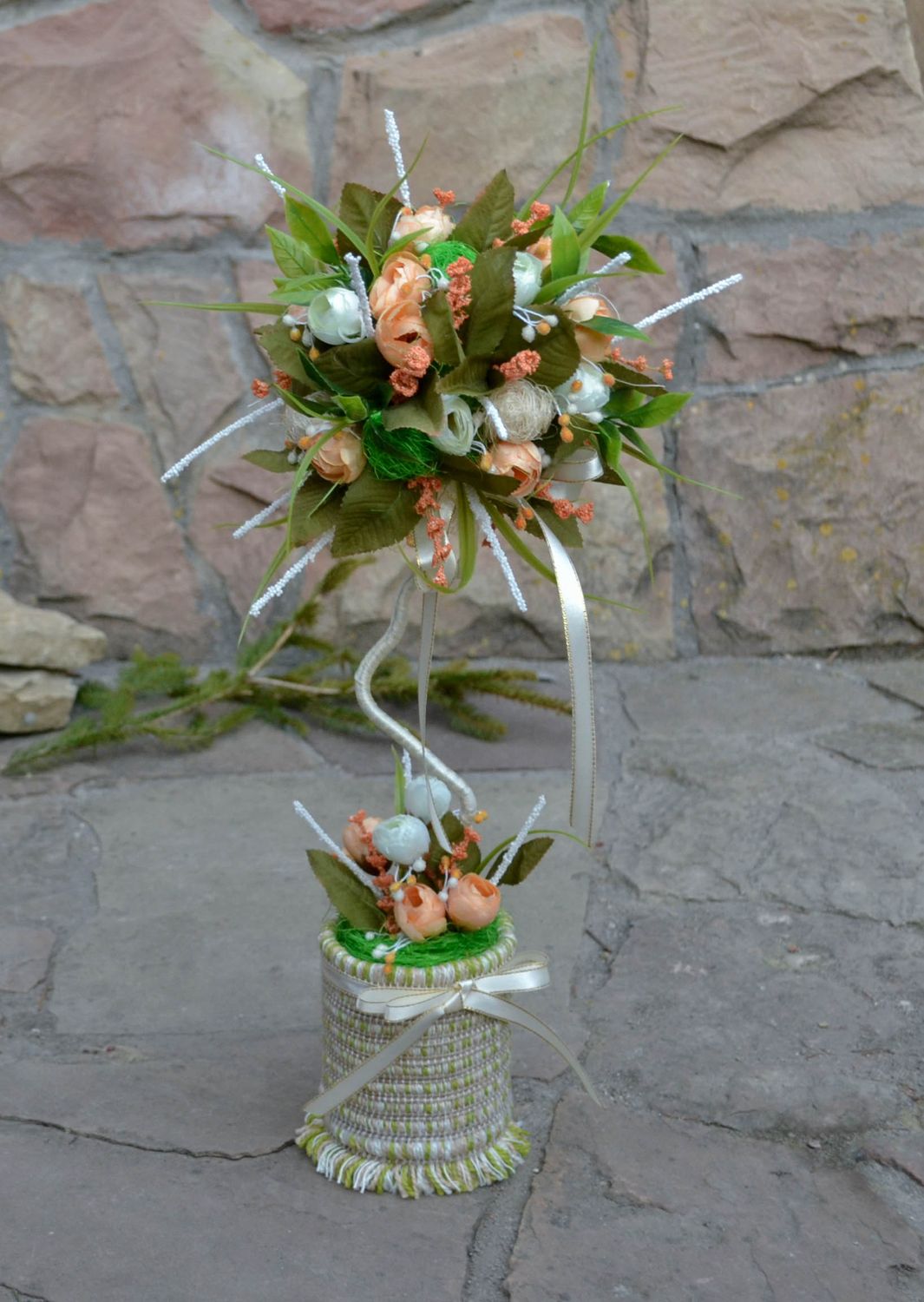 Handmade topiary with flowers photo 1