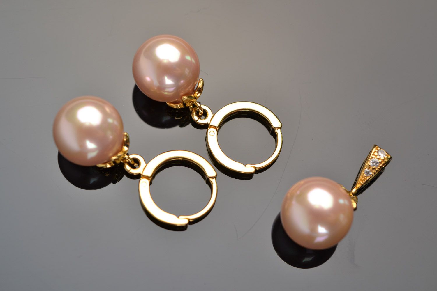 Ensemble de bijoux en perles d'imitation roses faits main pour femme 2 pièces photo 4