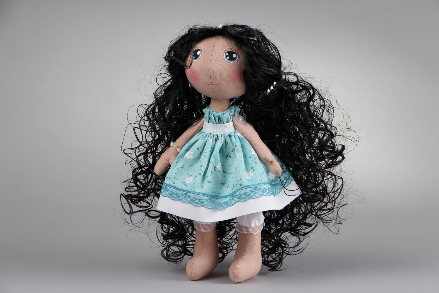 Fabric doll Curly girl photo 1