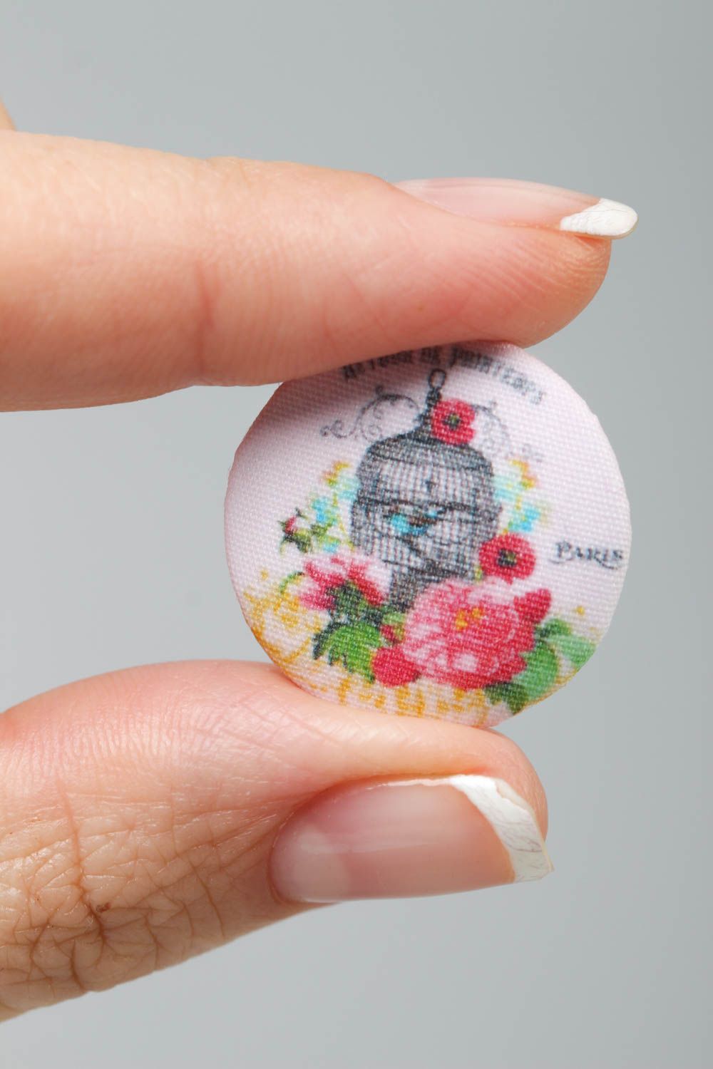 Beautiful handmade fabric button with print needlework supplies art materials photo 5