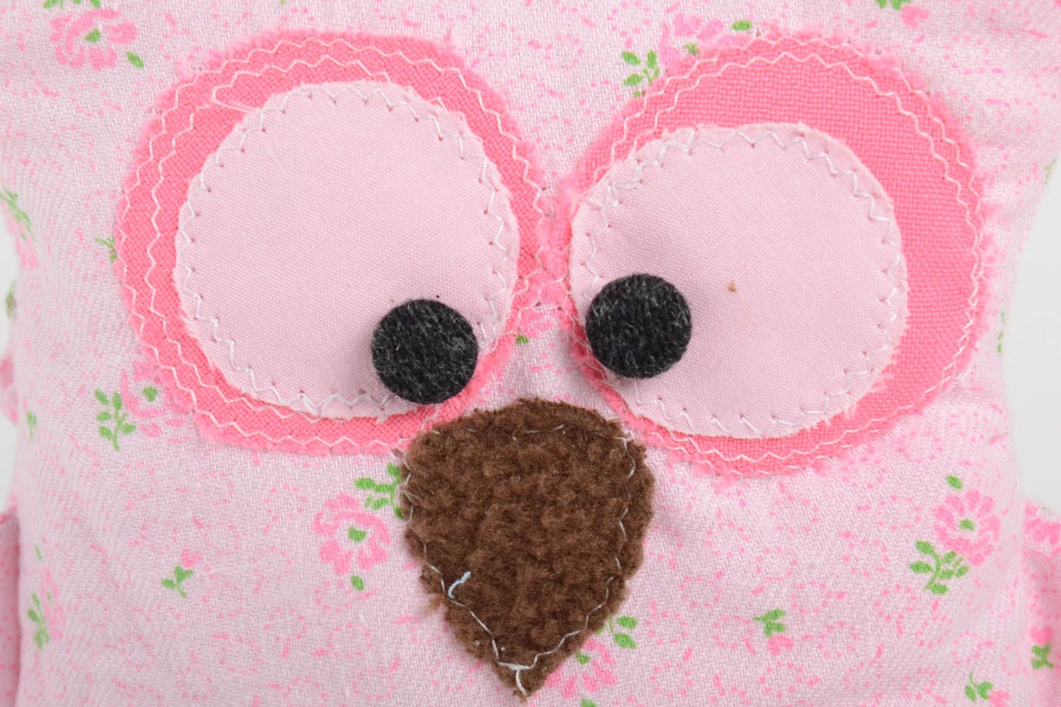 Handmade toy in shape of owl fabric product pink cute gift interior design   photo 5