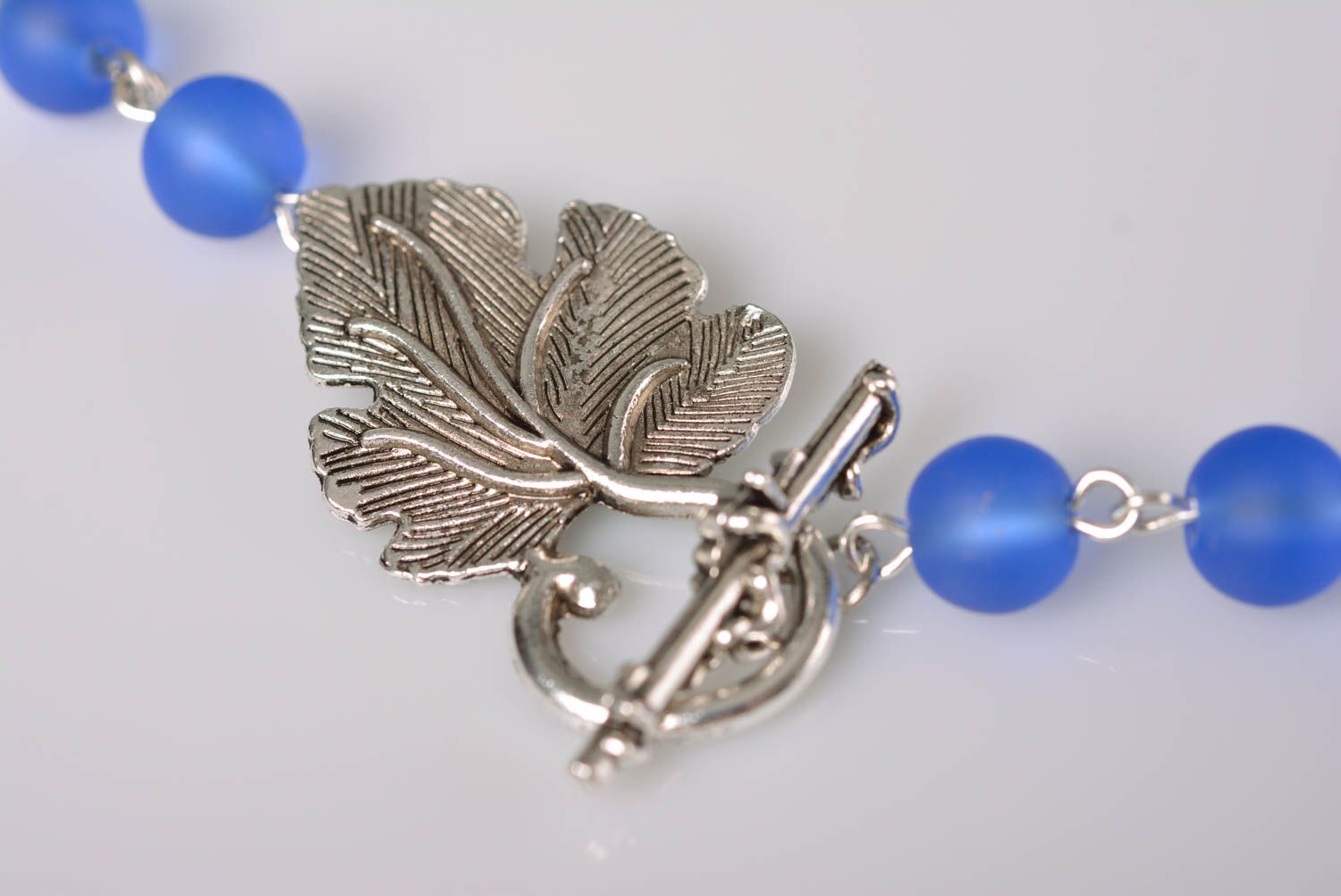 Handmade Blumen Schmuckset Collier und Ohrringe aus Polymerton blau schön  foto 5