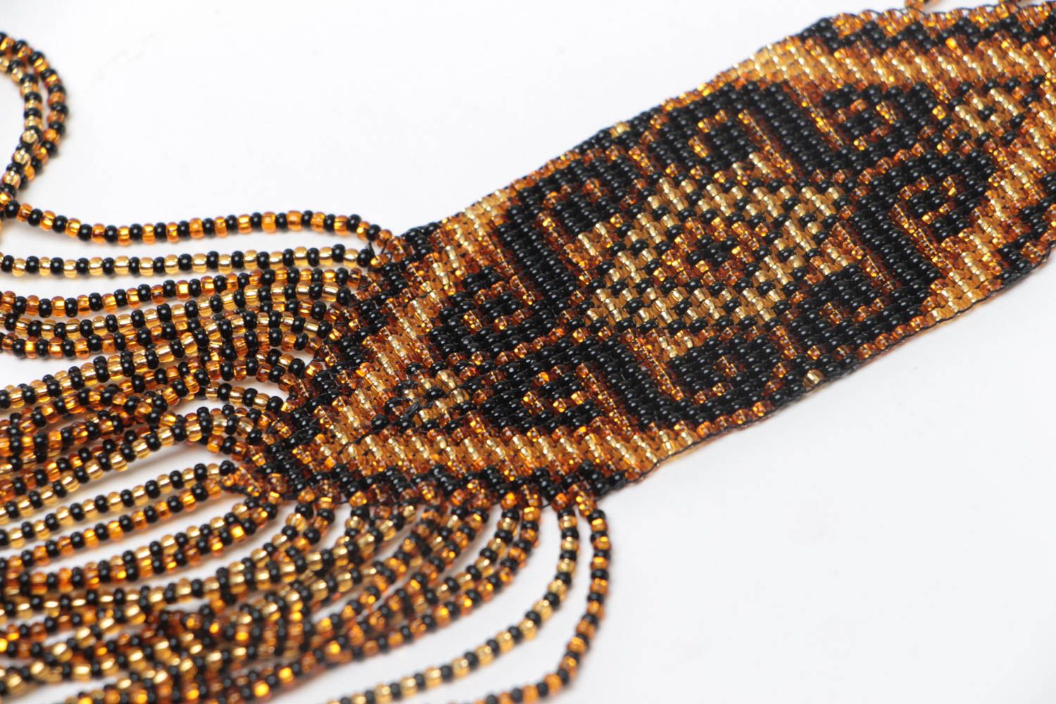 Collar de abalorios checos guerdán artesanal con ornamento adorno hecho a mano foto 4