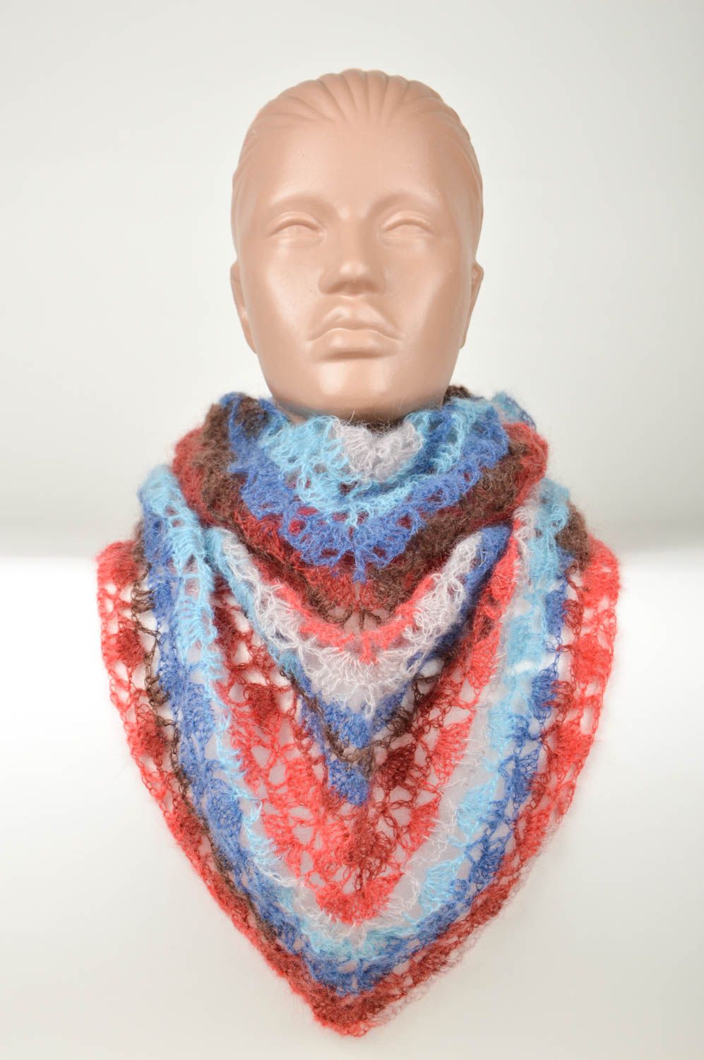 Châle laine fait main Accessoire tricot au crochet multicolore Cadeau femme photo 1
